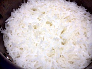 Absorption of water in rice cooking