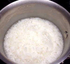 Asborption of water in boiling rice