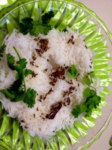 White rice with roasted cumin and cilantro